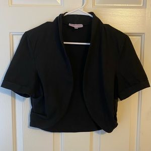 Black Crop Shrug Rouched Sides